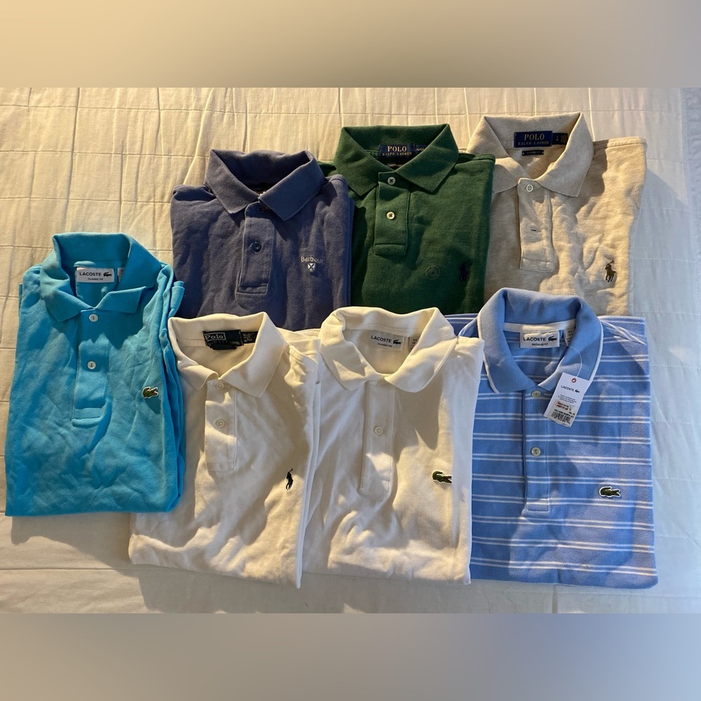 Lot of size small men’s polos Lacoste, Polo, Barbour